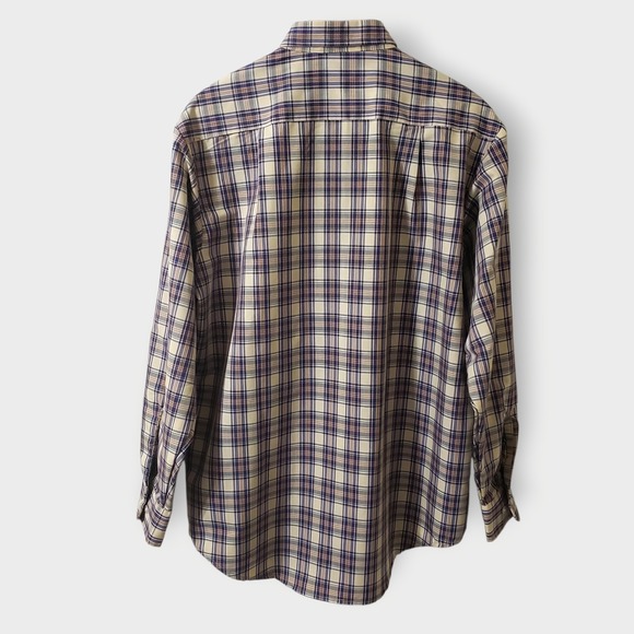 Big Mac Vtg Plaid Work Utility Shirt Large Tan Blue Brown Sz 16-16.5 USA - Picture 4 of 10